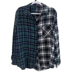 Faded Rose XL Plaid Flannel Button Up Shirt Long Sleeve Cotton Rayon Shacket